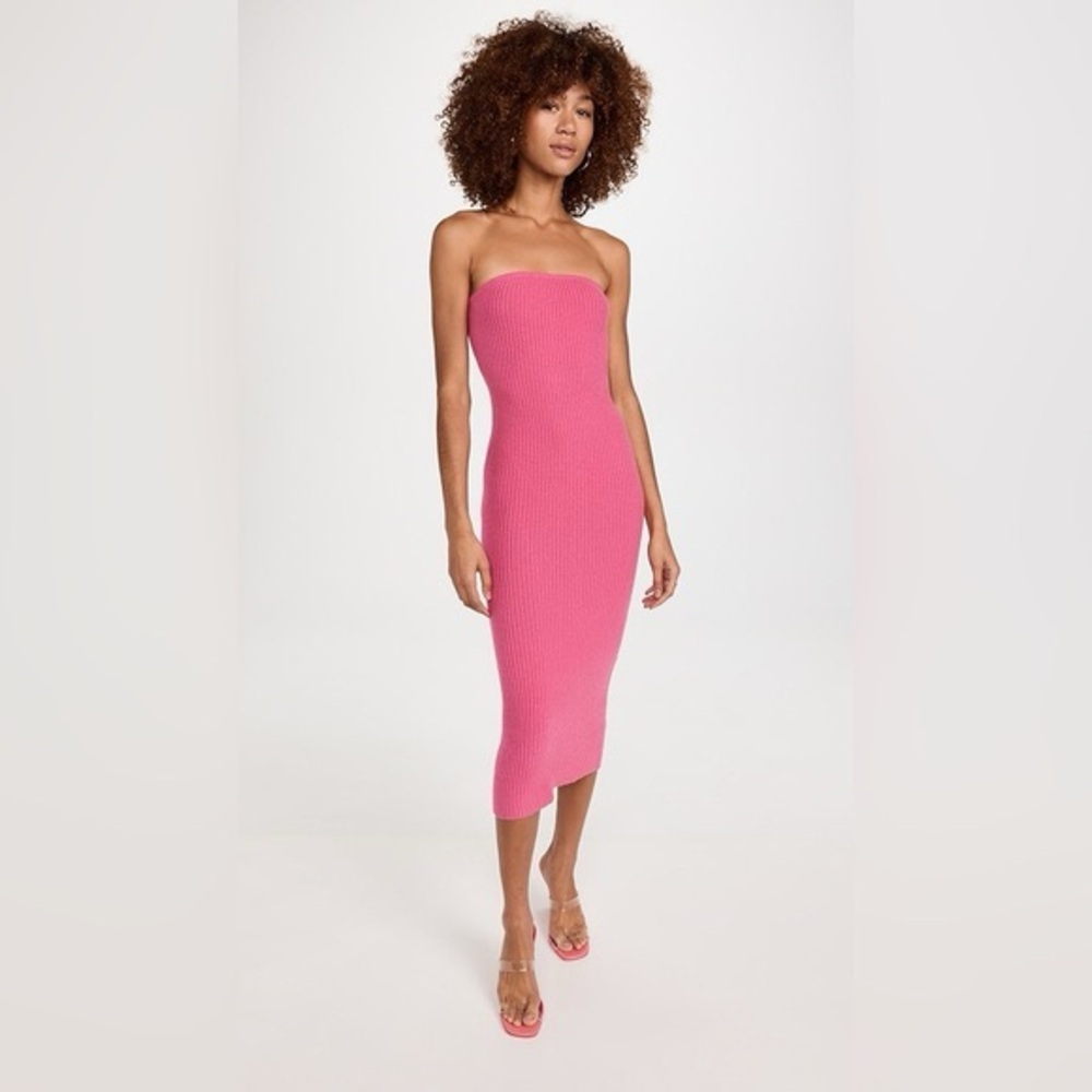 LAPOINTE Organic Cashmere Pink Strapless Dress